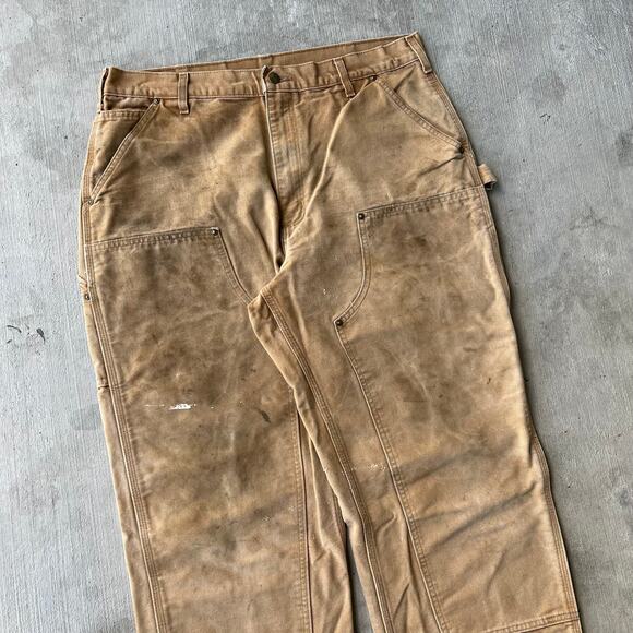Vintage Y2K Carhartt brown double knee work wear carpenter pants - Picture 2 of 10
